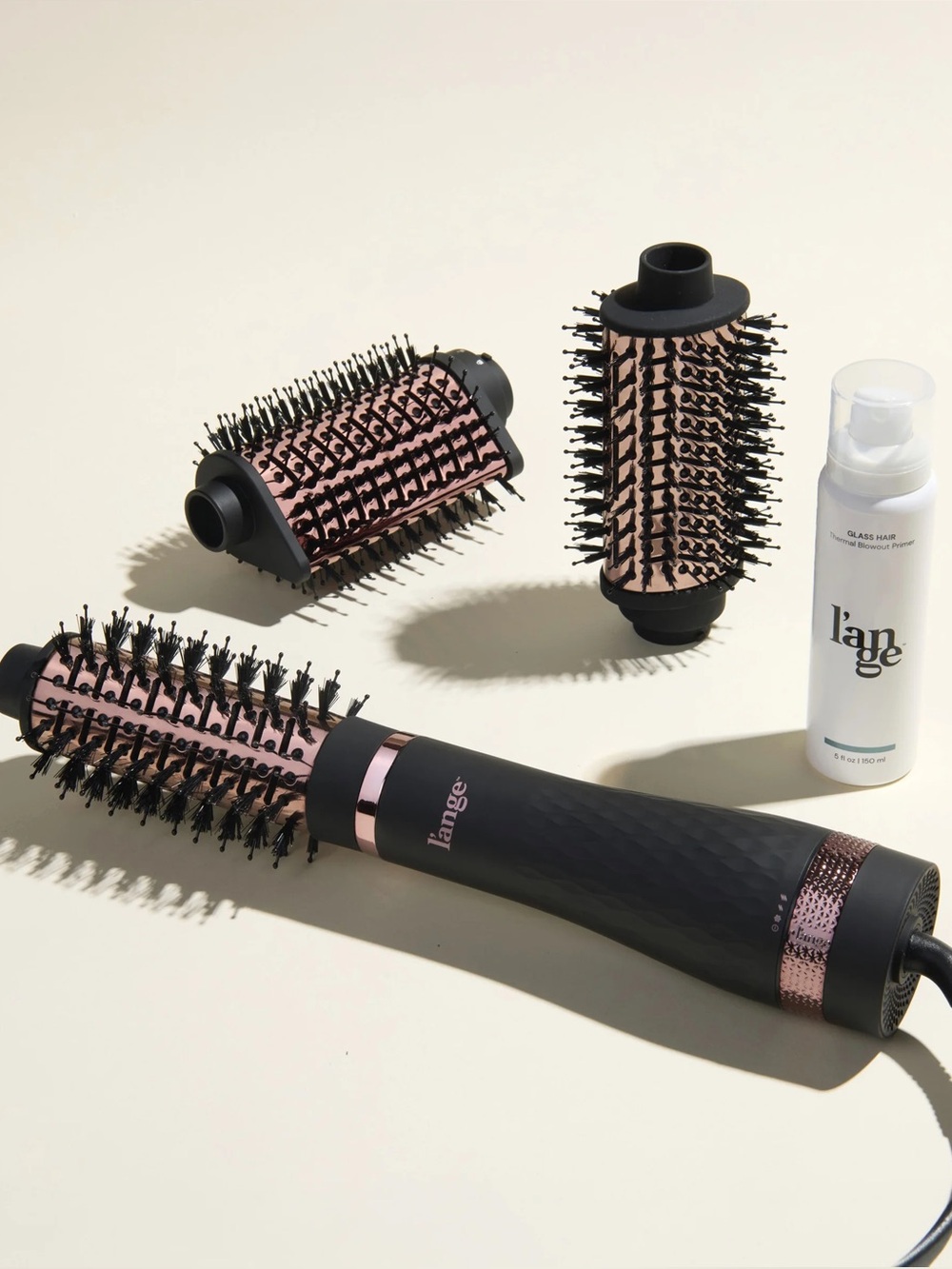 L’ange Black and Rose Gold Hot Air Styling Brush Set